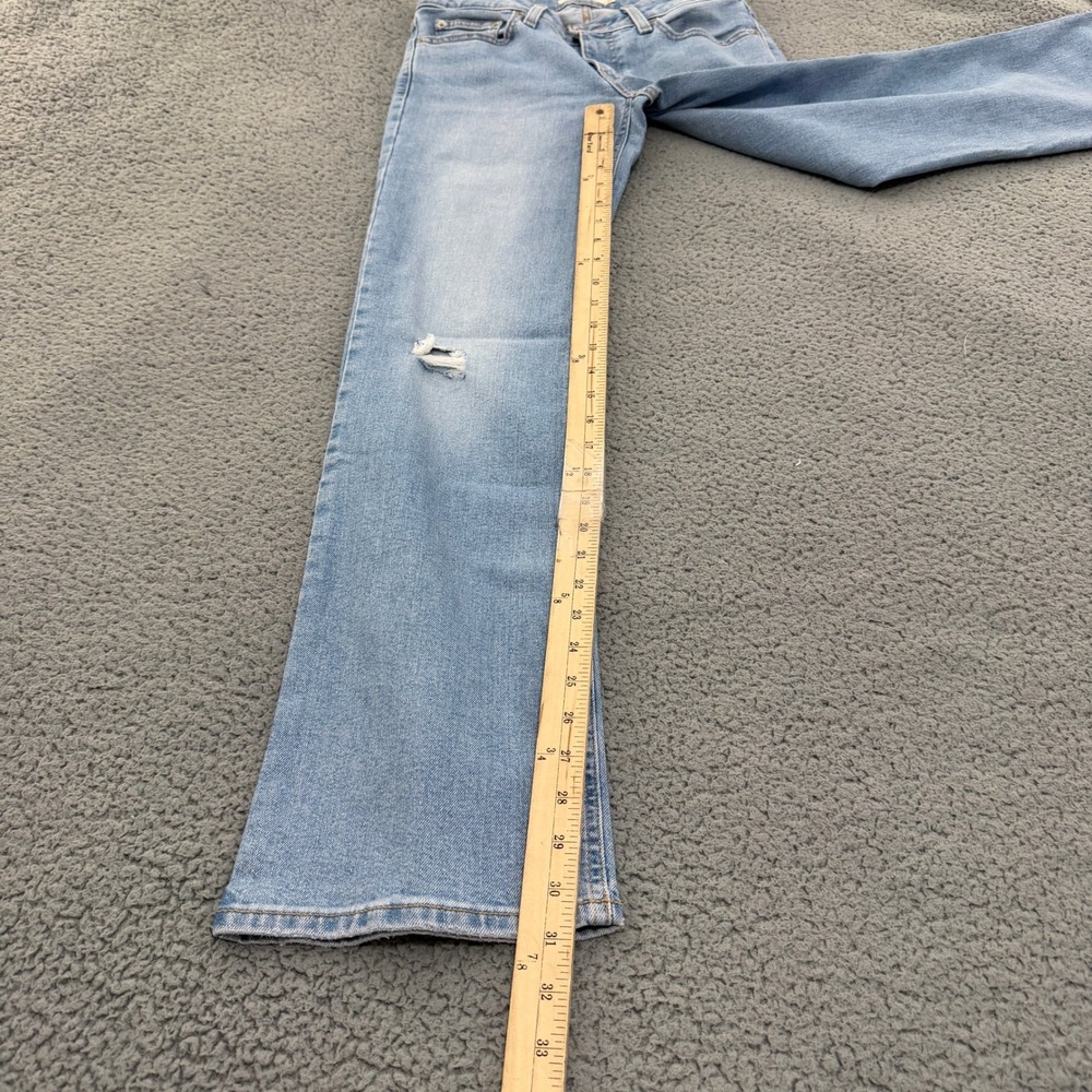 Levis Superlow Boot Jeans Womens 27 Light Wash Distressed Ripped - Picture 9 of 13